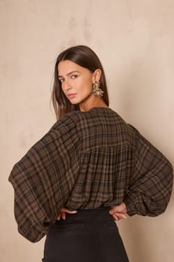 SIMON checked blouse;${refinementColor}
