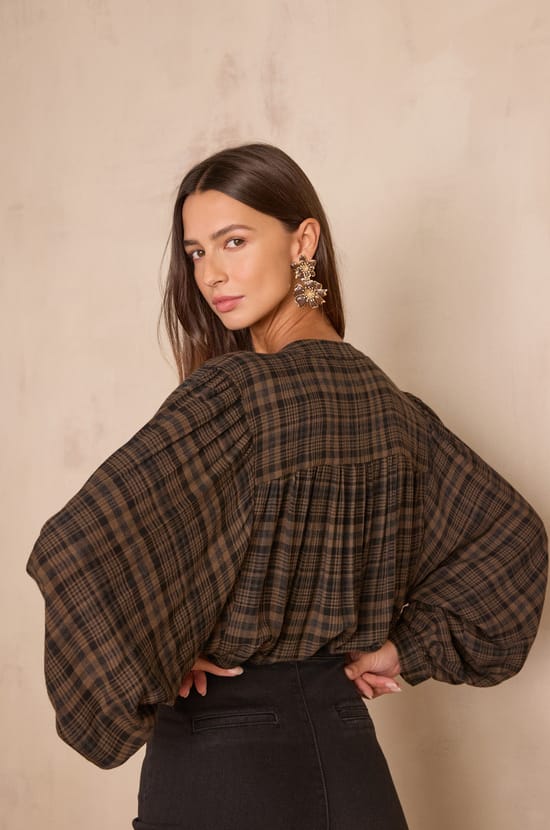 SIMON checked blouse;${refinementColor}