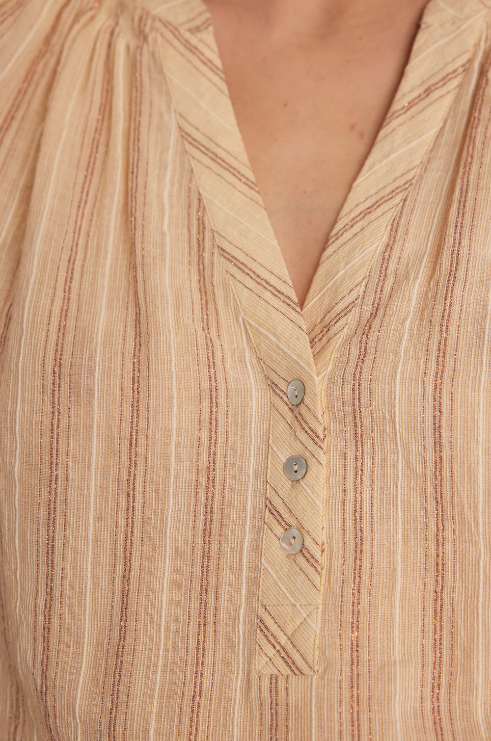 PRUNE Striped Cotton Blouse;${refinementColor}