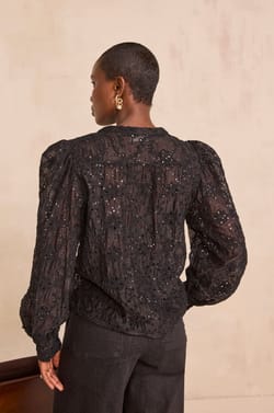Embroidered sequined blouse CAMOMILE;${refinementColor}