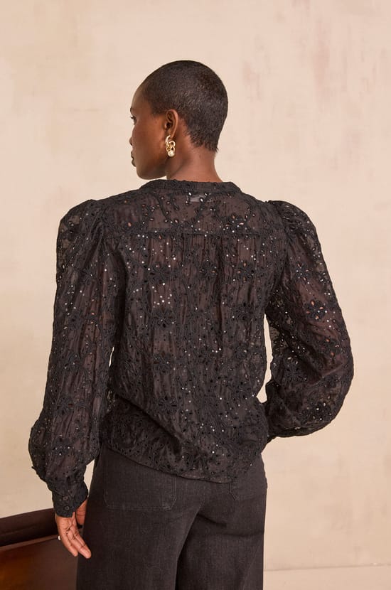 Embroidered sequined blouse CAMOMILE;${refinementColor}