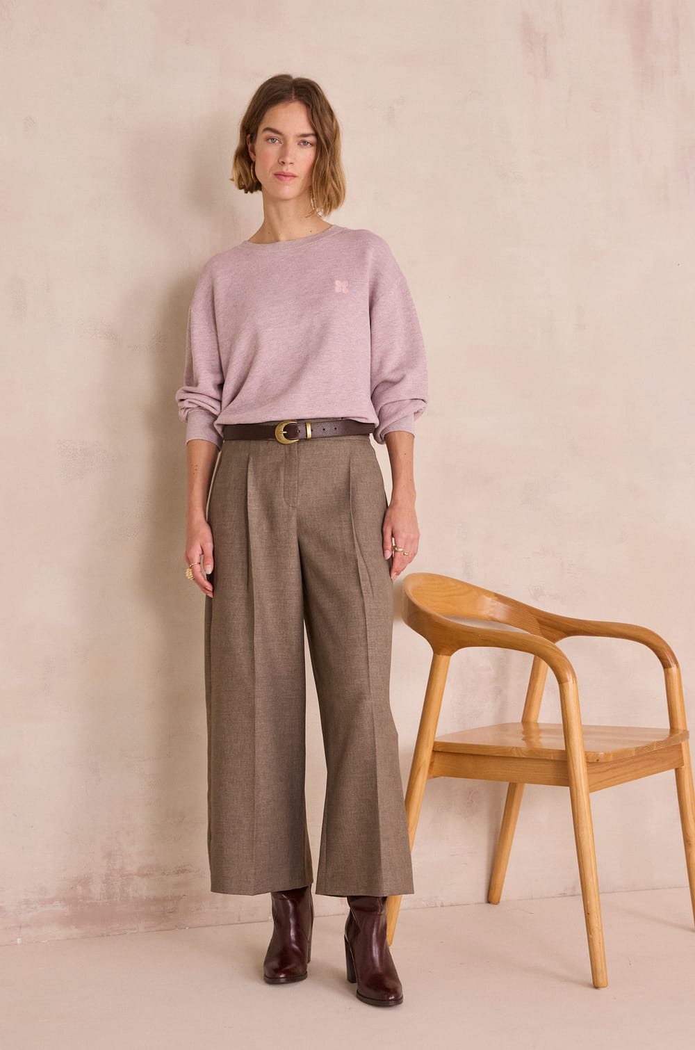 TIMEO wide cropped trousers;${refinementColor}