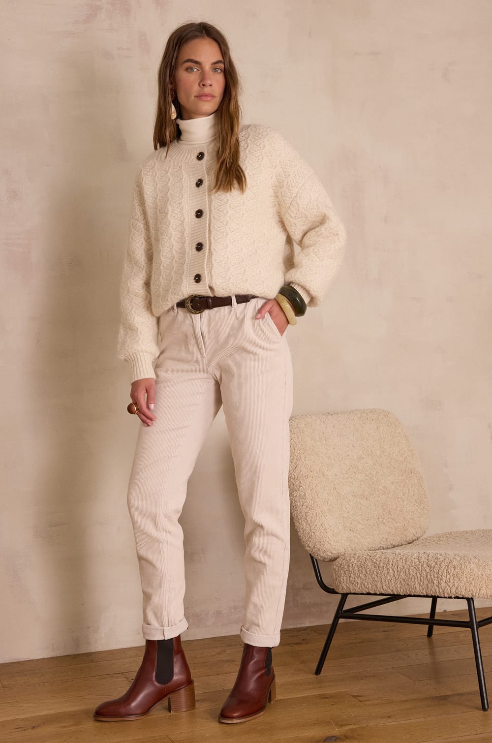 SABIL velvet chino trousers;${refinementColor}