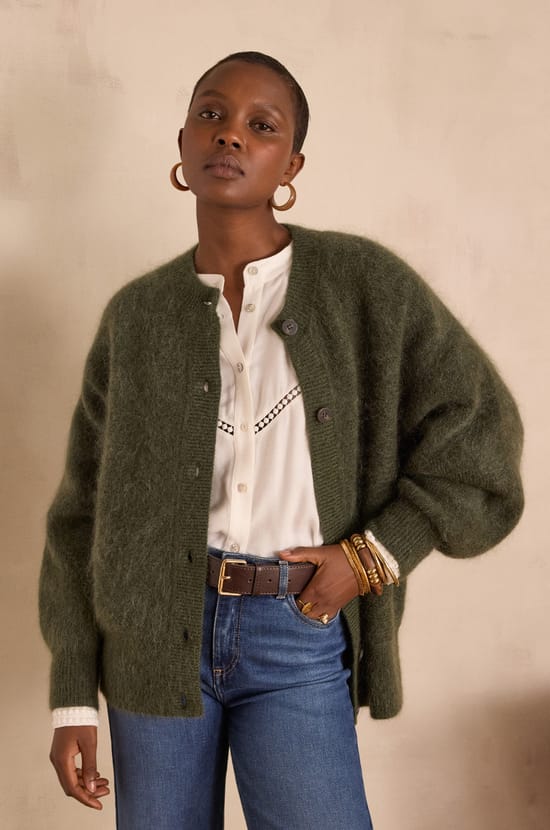 BAKER mohair and wool cardigan;${refinementColor}
