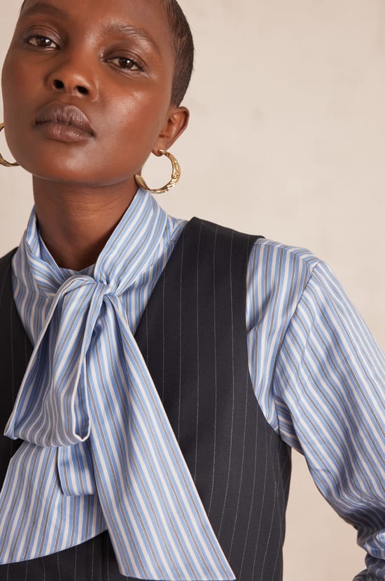 ABEL sleeveless tailored striped waistcoat;${refinementColor}