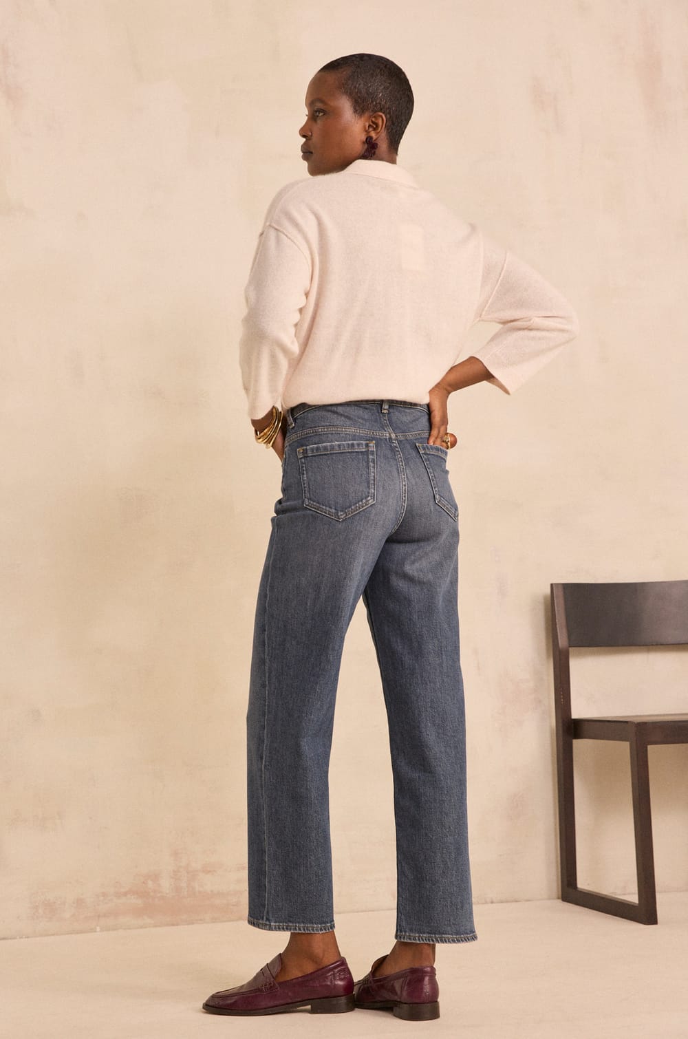 RUDY light washed straight cropped jeans;${refinementColor}