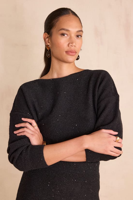 BLAKE bateau neck Jumper with sequins;${refinementColor}