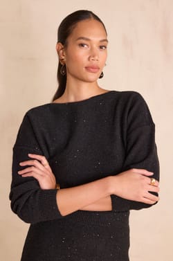 BLAKE bateau neck Jumper with sequins;${refinementColor}