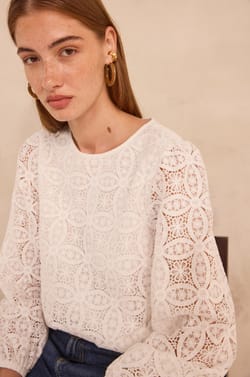 Long sleeve lace blouse MALIE;${refinementColor}