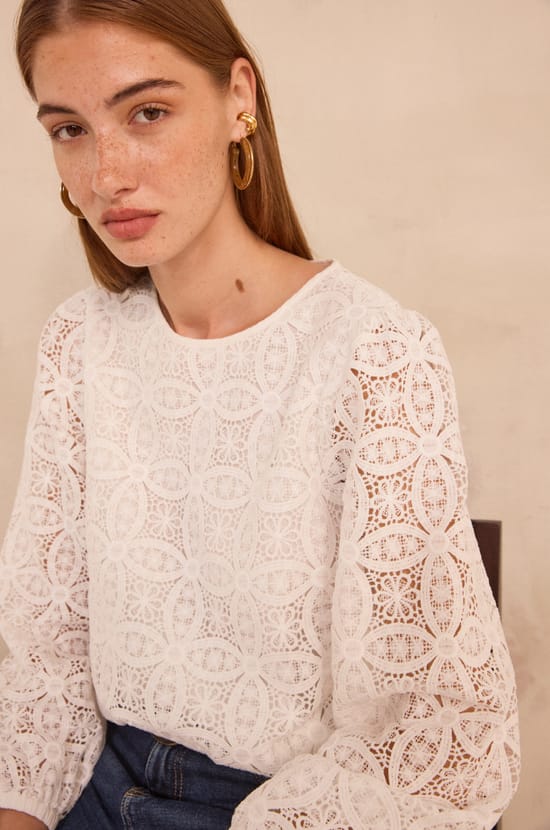 Long sleeve lace blouse MALIE;${refinementColor}