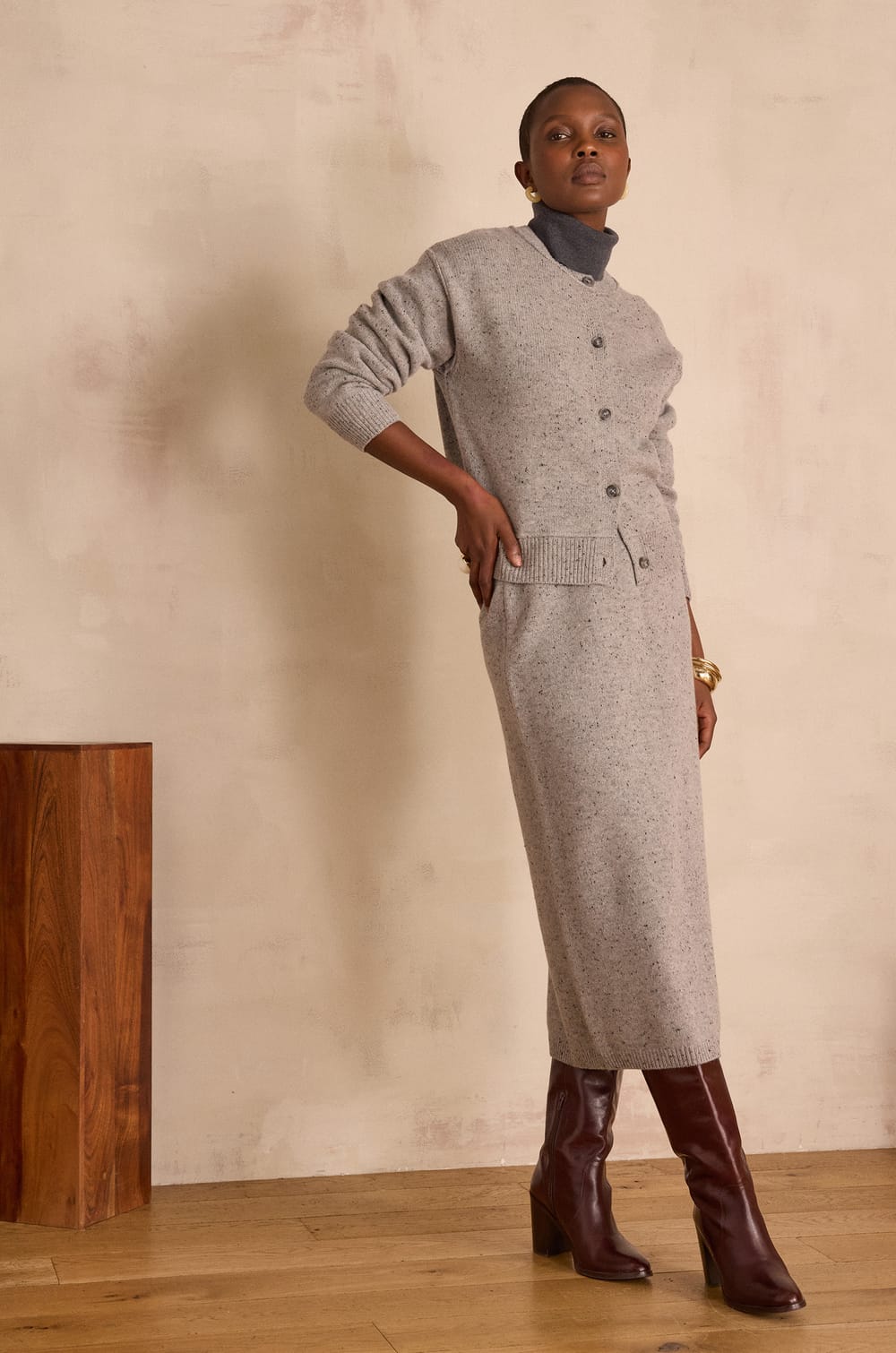 CALINE straight wool skirt;${refinementColor}