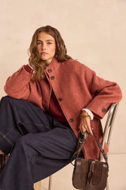 Long sleeve wool blend coat DUSTIN;${refinementColor}
