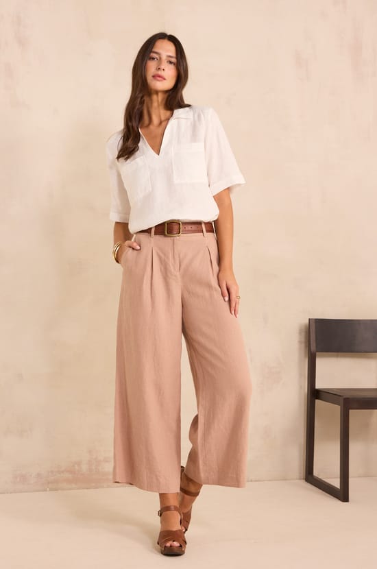TINO loose linen trousers;${refinementColor}