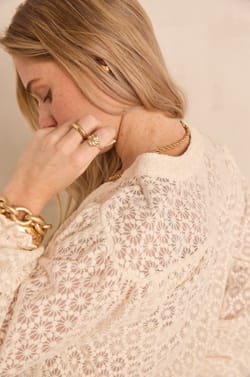 Embroidered cotton V-neck blouse DANIELA;${refinementColor}