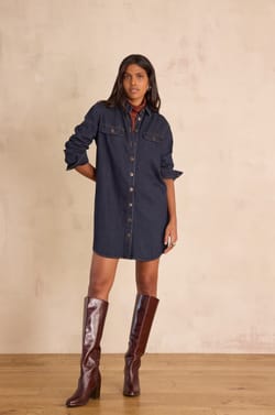 Shirt dress in 100% cotton MERCY;${refinementColor}