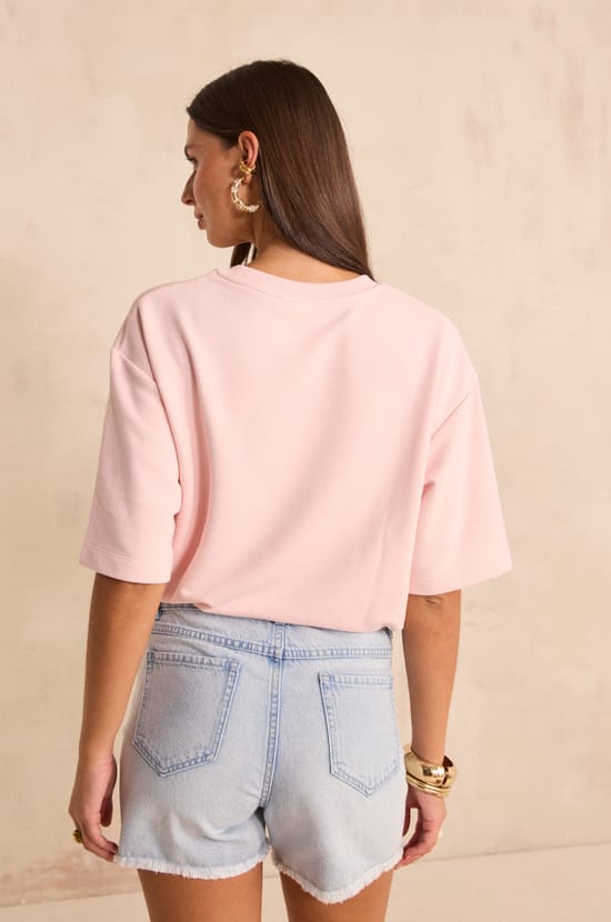 Short sleeve cotton blend sweatshirt LOMA;${refinementColor}