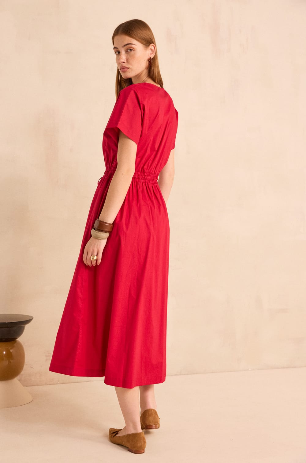 Sleeveless A-line cotton dress PURE;${refinementColor}