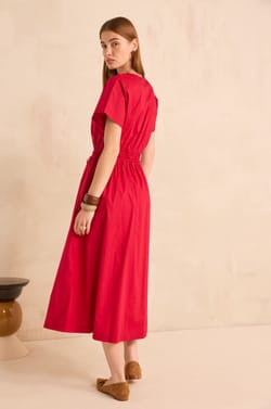 Sleeveless A-line cotton dress PURE;${refinementColor}