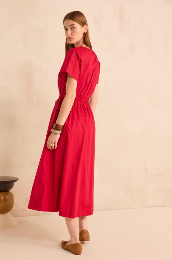 Sleeveless A-line cotton dress PURE;${refinementColor}