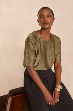 Golden lurex T-shirt TATIANA;${refinementColor}