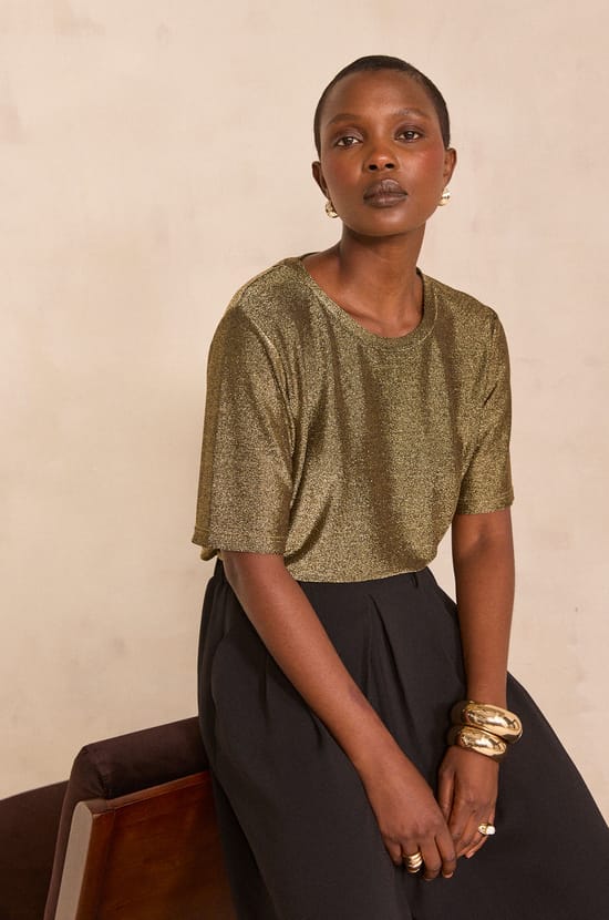 Golden lurex T-shirt TATIANA;${refinementColor}