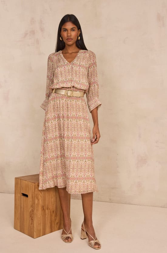 Printed BATIK fluid skirt;${refinementColor}