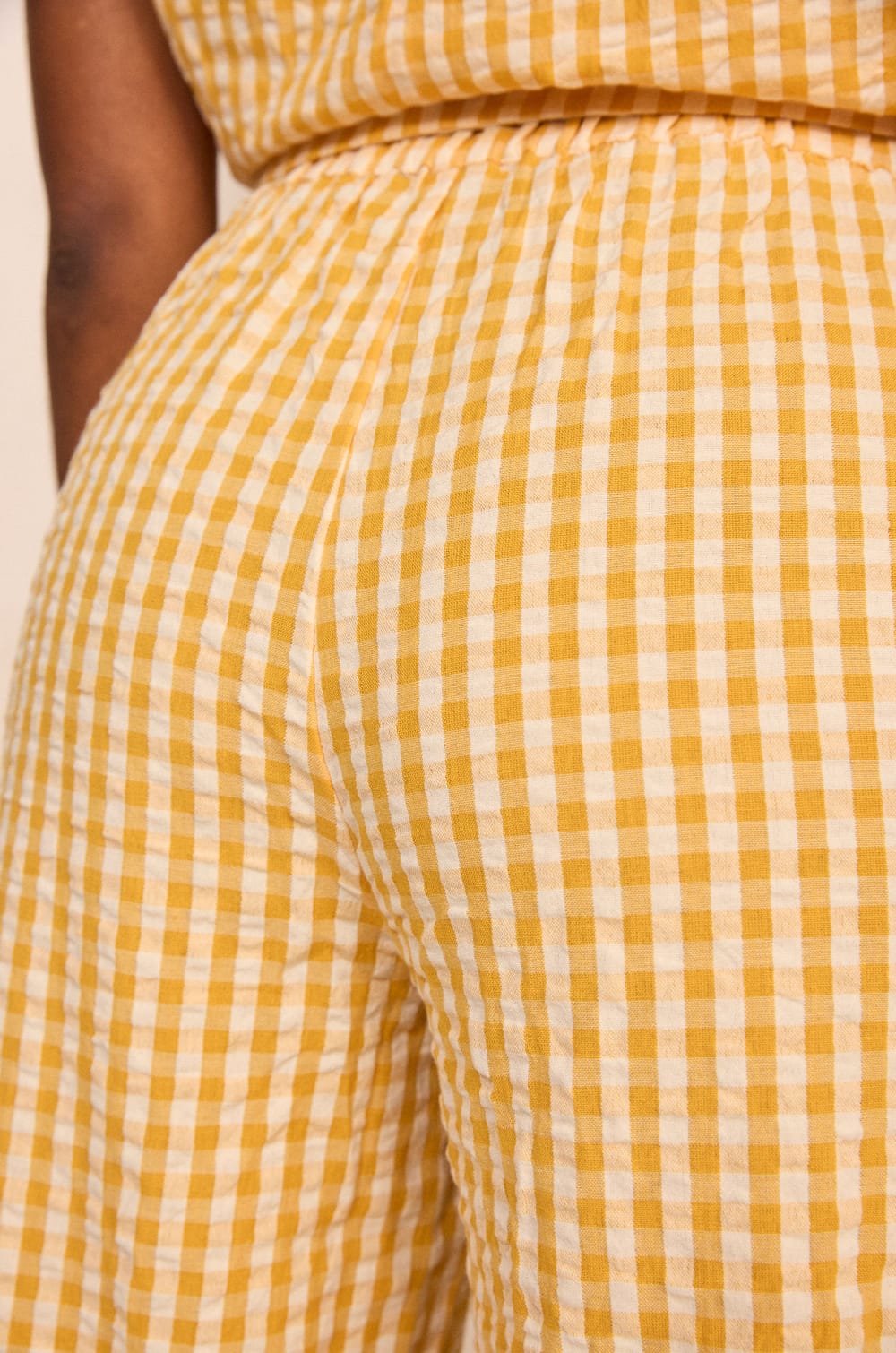 Pantalon droit imprim&eacute; vichy en coton THEODORE;${refinementColor}