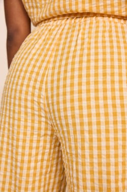 Pantalon droit imprim&eacute; vichy en coton THEODORE;${refinementColor}
