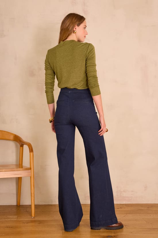 OXAN high-waisted wide-leg jeans in denim;${refinementColor}