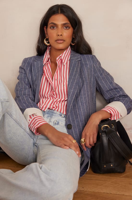 SAMY Striped Shirt;${refinementColor}