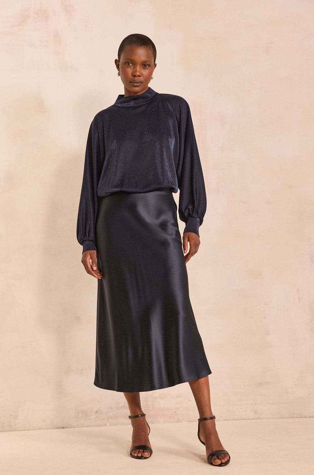 Jupe midi satin&eacute;e ODILE;${refinementColor}