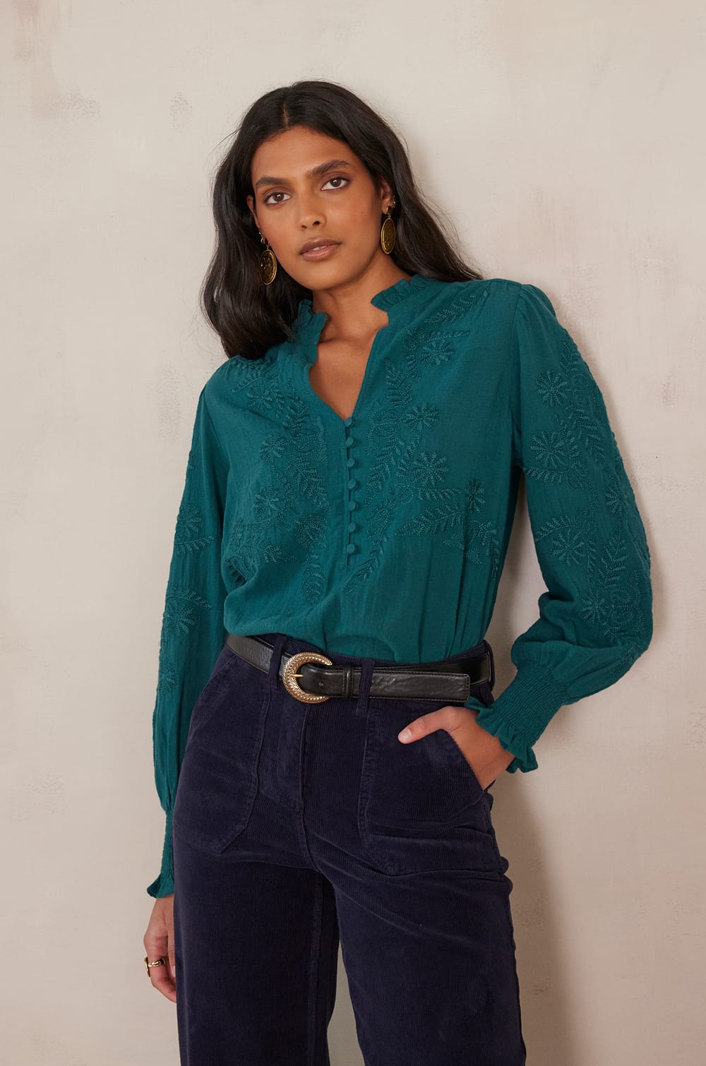 MALIA cotton blouse;${refinementColor}