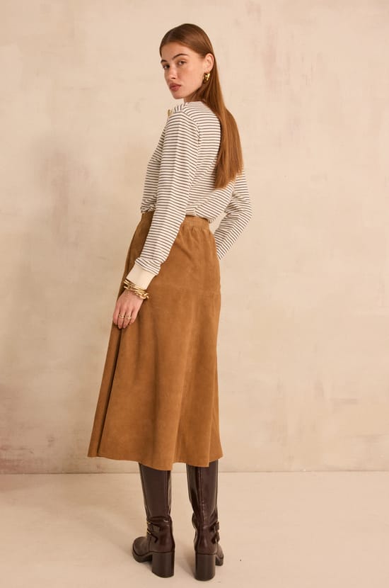 VALERIA suede A-line skirt;${refinementColor}
