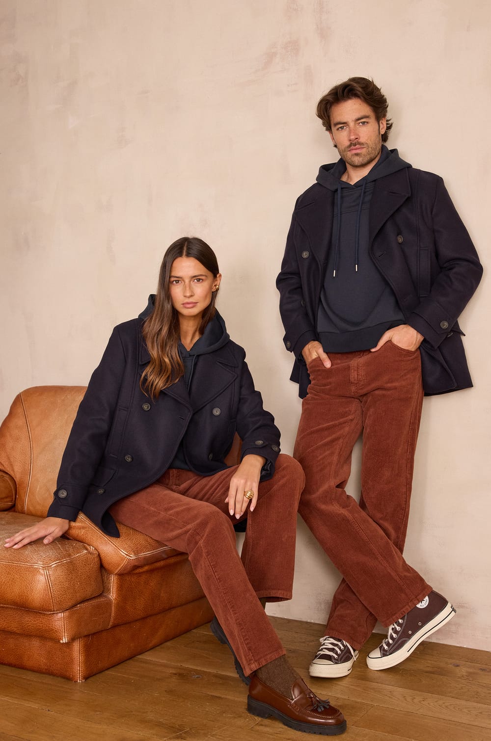 Unisex ENCHANTEUR pea coat in wool and cashmere;${refinementColor}