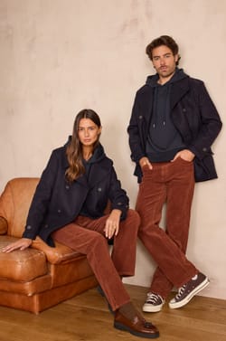 Unisex ENCHANTEUR pea coat in wool and cashmere;${refinementColor}