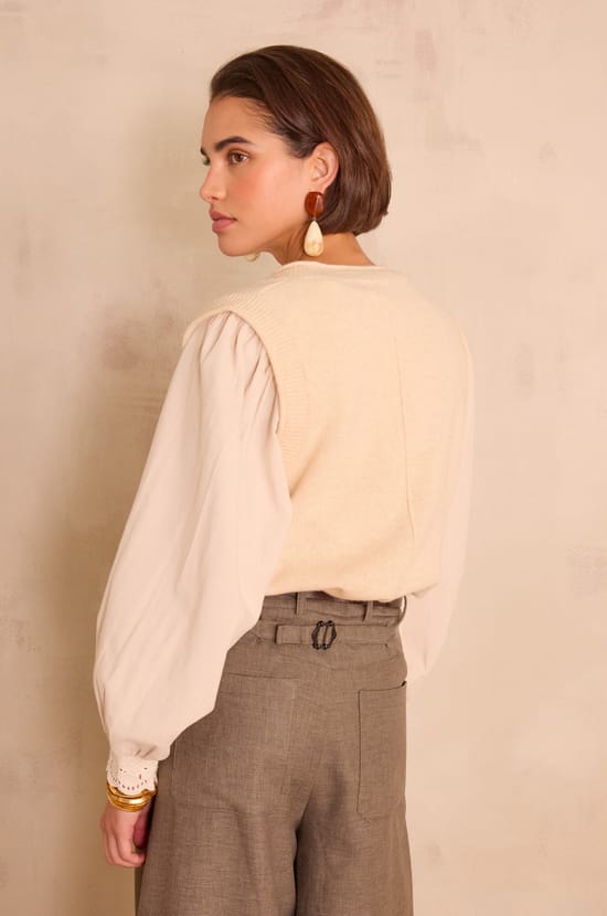 BASILE sleeveless jumper in 100% wool;${refinementColor}