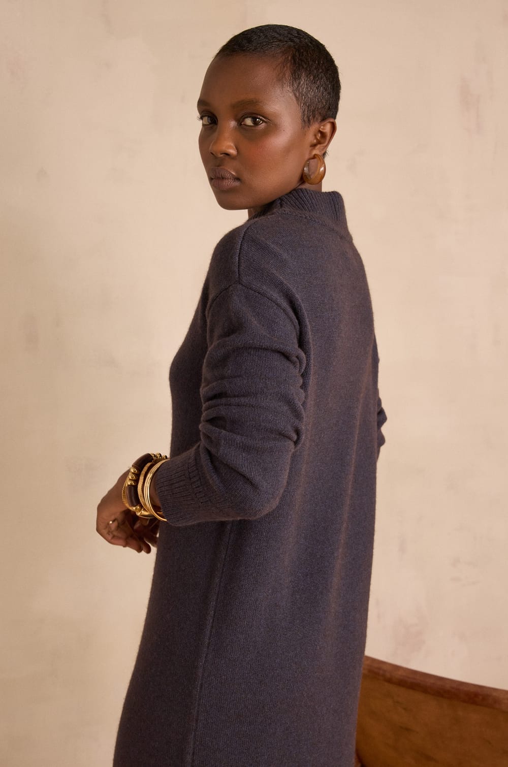 ROXANA straight wool dress;${refinementColor}