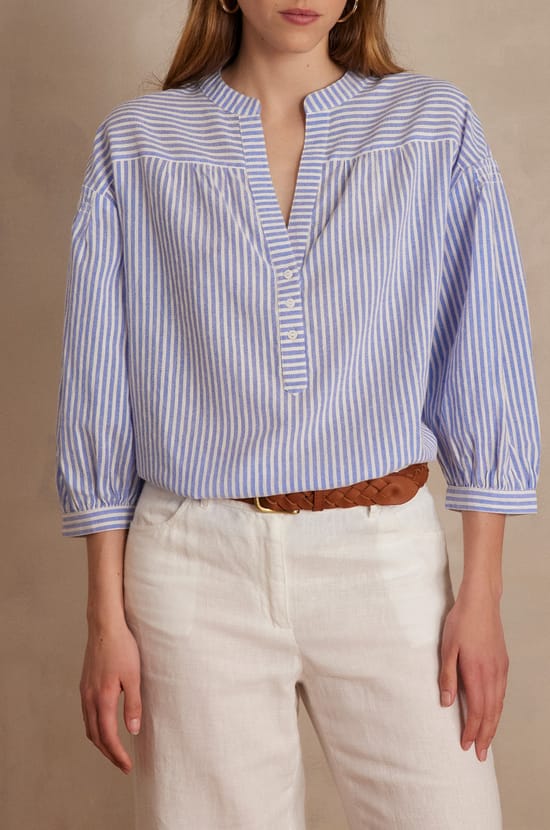 Blouse &agrave; rayures PRAGUE en coton;${refinementColor}