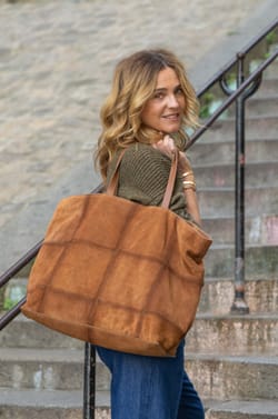Leather tote bag Maison 123 x Marine Vignes TESS;${refinementColor}