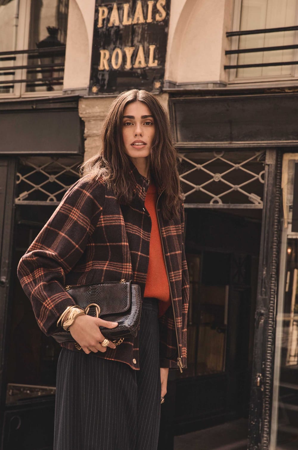FELICITY mixed wool tartan jacket;${refinementColor}