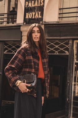 FELICITY mixed wool tartan jacket;${refinementColor}
