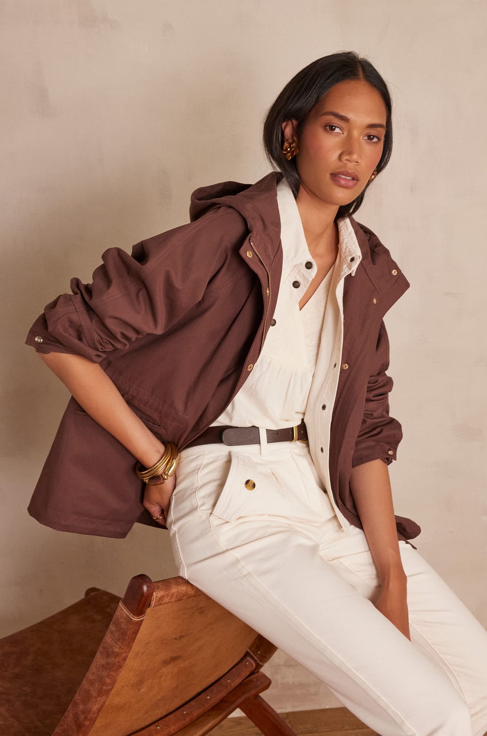 ANNETTE short cotton parka;${refinementColor}