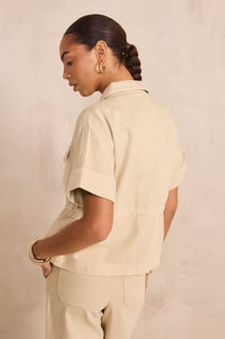 Short sleeve cotton jacket VITA;${refinementColor}