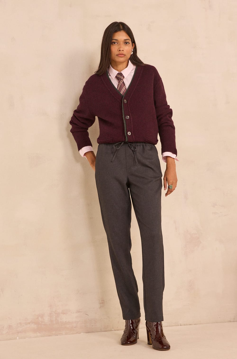 Charcoal tailored trousers CAMILLE;${refinementColor}
