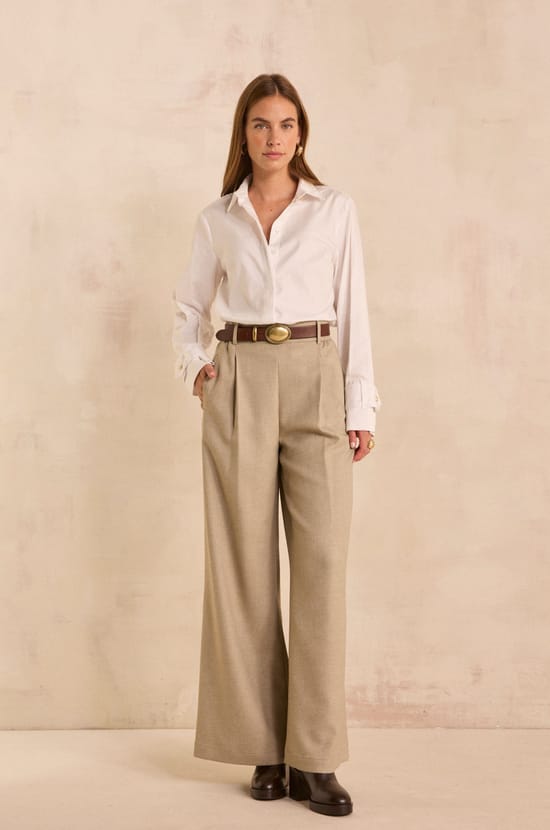 Light taupe wide leg pants LINA;${refinementColor}