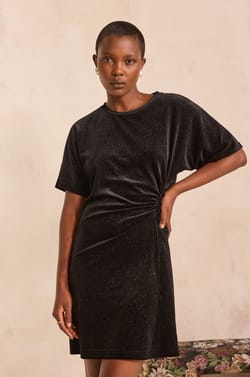 Short shimmering velvet dress PAIGE;${refinementColor}