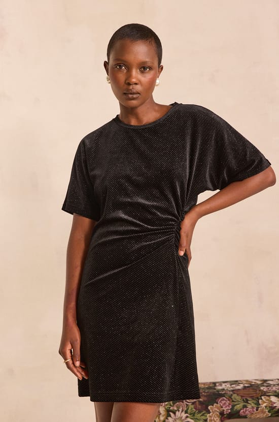 Short shimmering velvet dress PAIGE;${refinementColor}