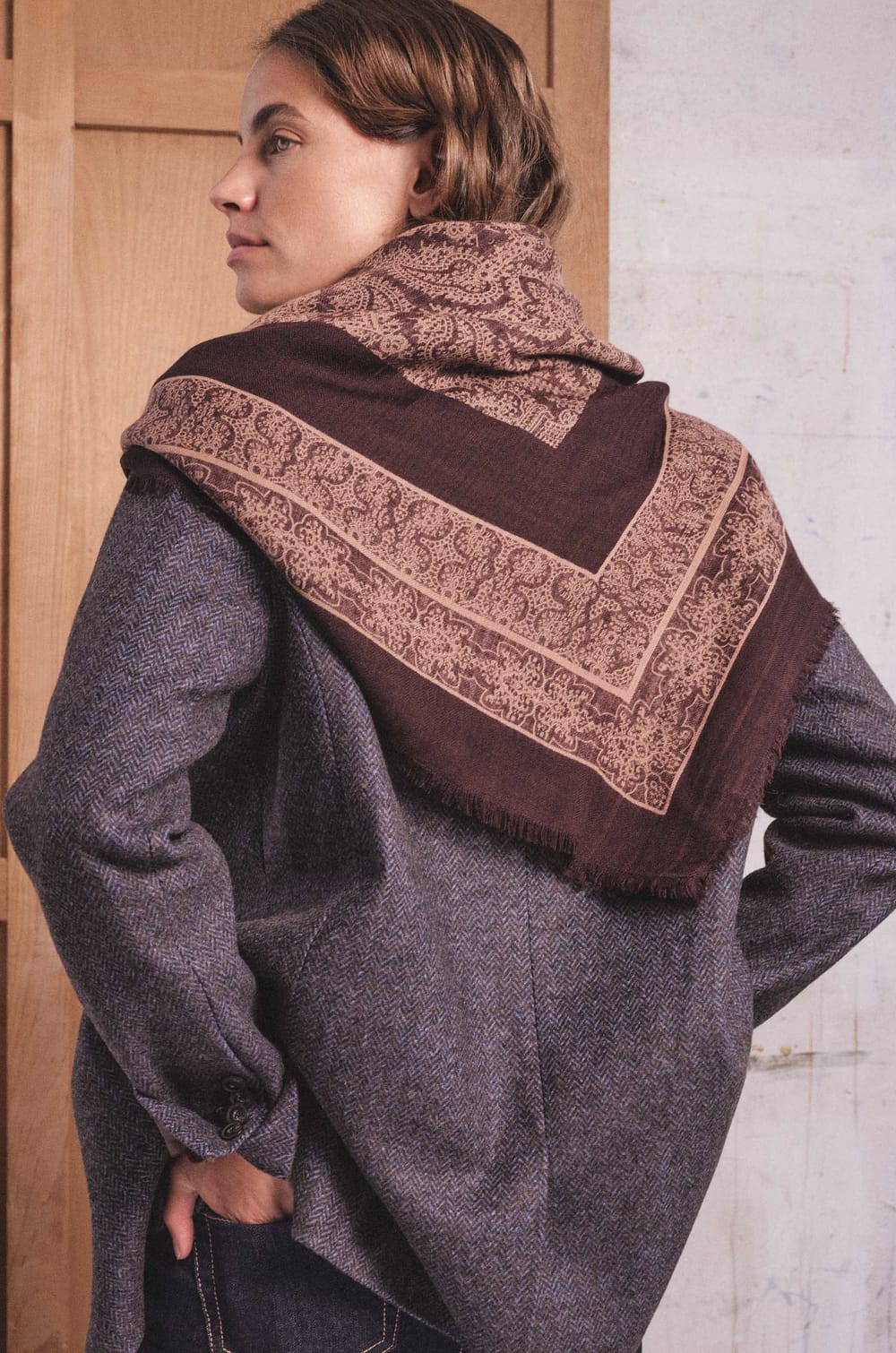 Édition Octobre Rose - Foulard TAMINE en 100% laine;${refinementColor}