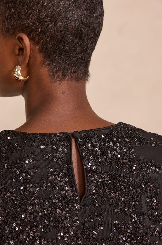 Embroidered sequin dress PARADIS;${refinementColor}