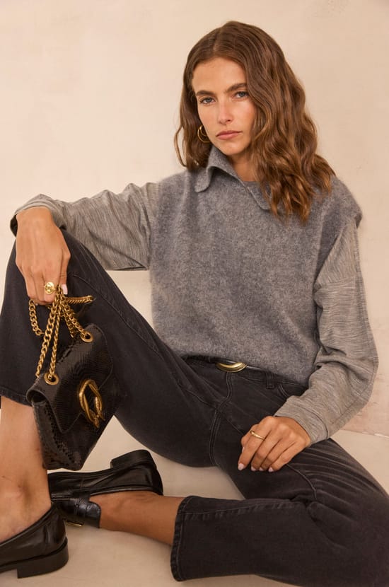 Sleeveless dense-knit wool sweater AGNES;${refinementColor}